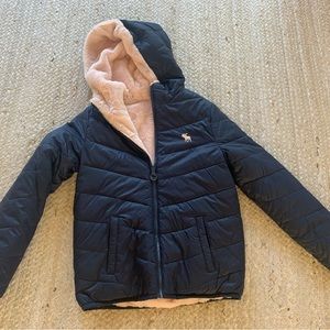 Abercrombie and Fitch Reversible Navy Jacket 10 12 EUC A&F Kids